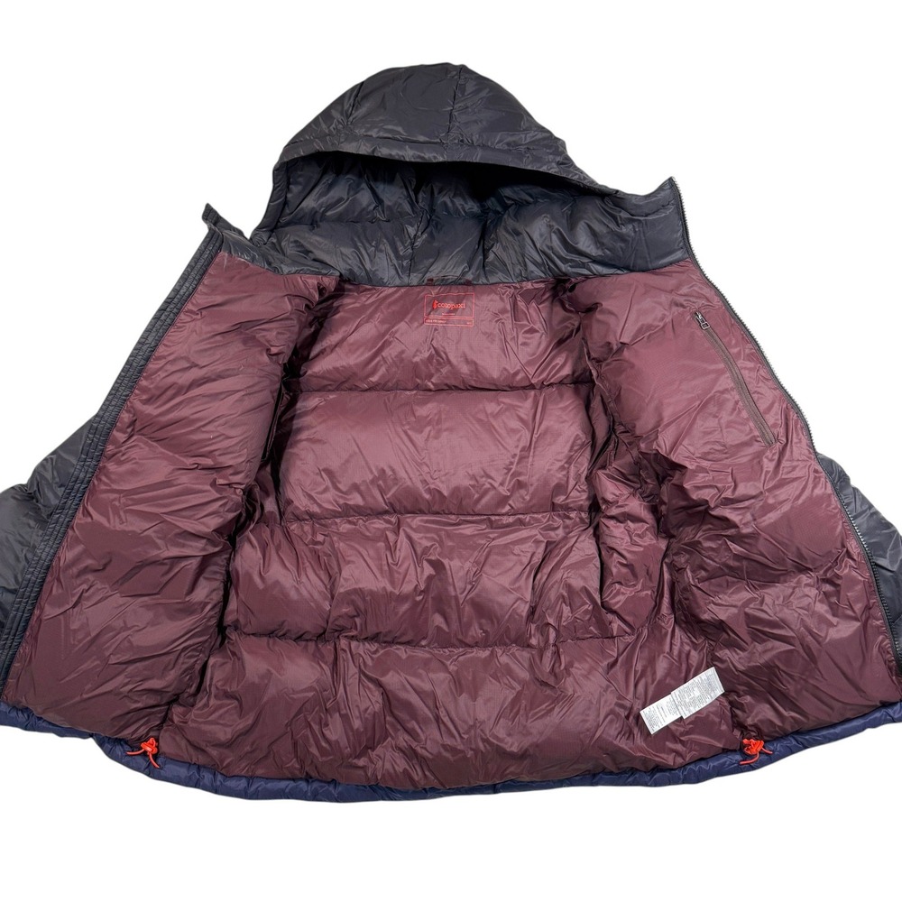 Cotopaxi Solazo Hooded Down Jacket Womens Small Black Maroon Navy Blue Puffer - Picture 3 of 13